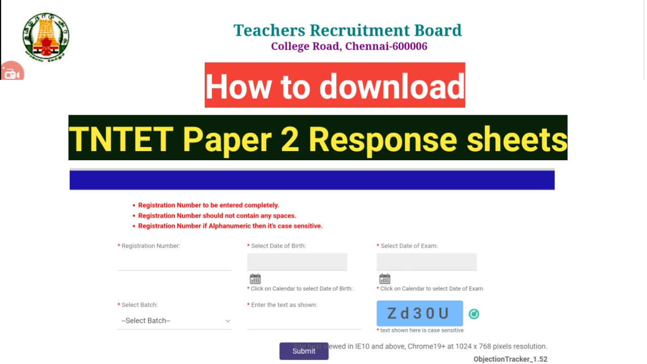 TNTET Paper 2 Response sheets Question paper 2023 pdf download