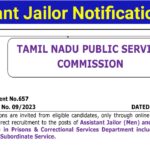 TNPSC Assistant Jailor Notification 2023 out/ 59 vacancy/ apply online application