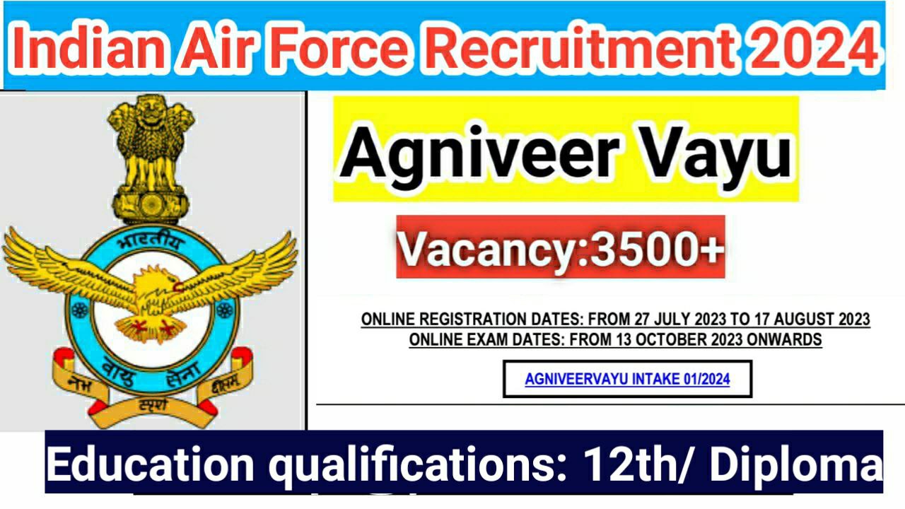 IAF AGNIVEERVAYU INTAKE Recruitment 2024/vacancy 3500/apply online